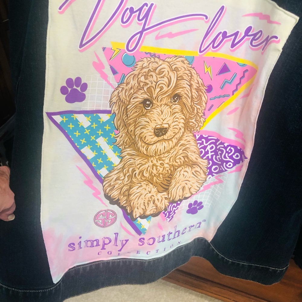 Denim jacket embellished on the back DOG LOVERS